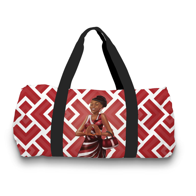 RED AND WHITE TRAVEL BAG