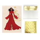 RED DRESS GLAMOROUS CHRISTMAS CARD