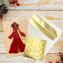 RED DRESS GLAMOROUS CHRISTMAS CARD