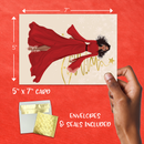 RED DRESS GLAMOROUS CHRISTMAS CARD