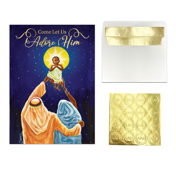 COME LET US ADORE HIM CHRISTMAS CARD