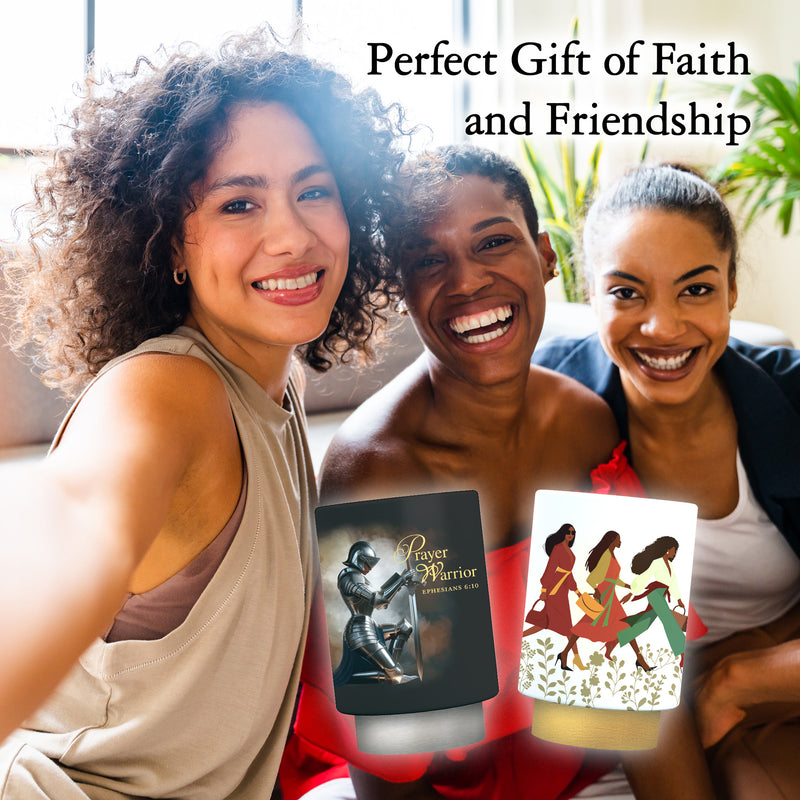 African American Expressions LED Flameless Candle – Christian Inspirational Battery Operated Candle with Uplifting Art – Spiritual & Religious Home Décor for Black Women – Woman with God