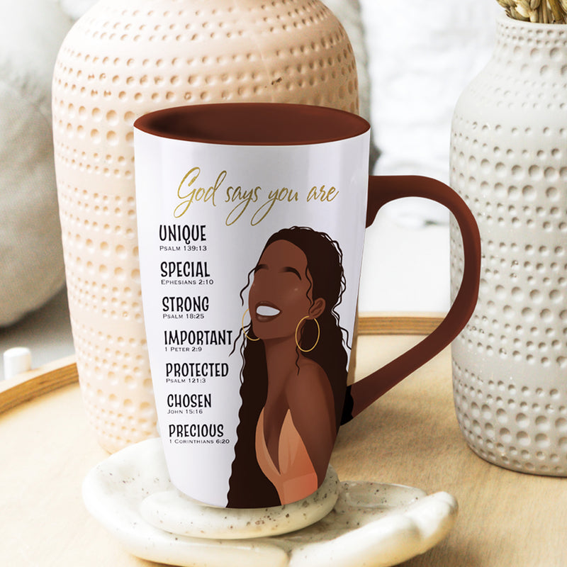 GOD SAYS LATTE MUG