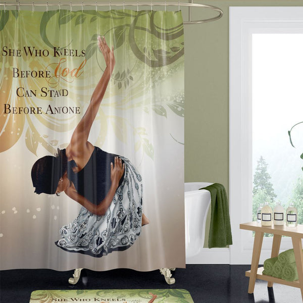 SHE WHO KNEELS SHOWER CURTAIN