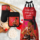 RED AND WHITE MITT/POT HOLDER SET