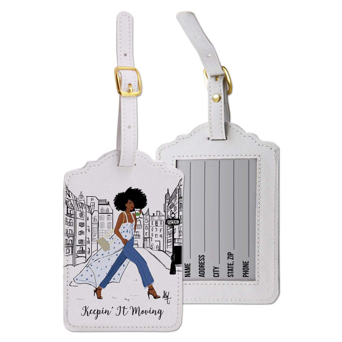 Moving Tag Machine Shop KEEPIN IT MOVING LUGGAGE TAG SET